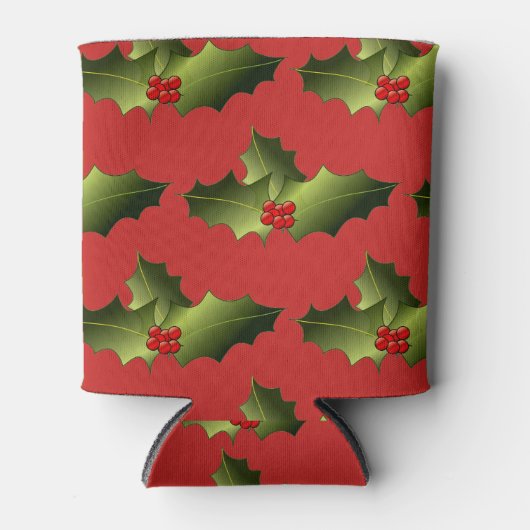 Mistletoe Rot und Grün Can Cooler Dosenkühler (Vorderseite)