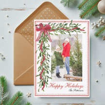 Mistletoe-Rote-Schleife-Familienfoto Frohe Feierta