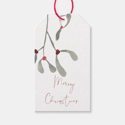 Mistletoe Rote und Grüne Weihnachtsgeschenke Geschenkanhänger (Vorderseite)