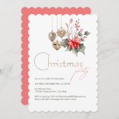 Mistletoe Rote und Grüne Weihnachtsschmuck Party Einladung (Vorne/Hinten)