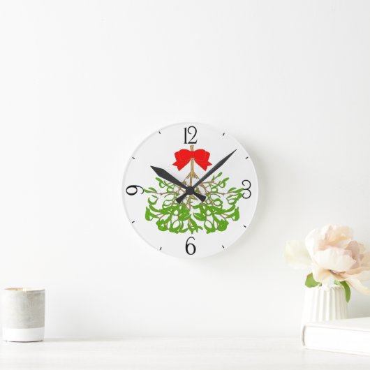 Mistletoe Runde Wanduhr (Zuhause)