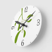 Mistletoe Runde Wanduhr (Winkel)
