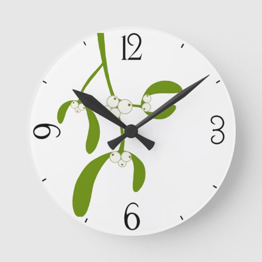 Mistletoe Runde Wanduhr (Vorderseite)