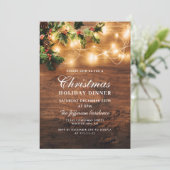 Mistletoe Rustic Holiday Weihnachtsfeiertag Abende Einladung (Stehend Vorderseite)