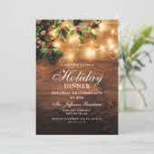 Mistletoe Rustic Holiday Weihnachtsfeiertag Abende Einladung (Stehend Vorderseite)