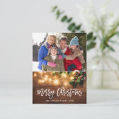 Mistletoe Rustikales Weihnachtsfeiertag Foto Gruß Postkarte (Stehend Vorderseite)