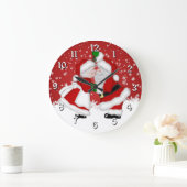 Mistletoe Santa Christmas Wall Clock Große Wanduhr (Zuhause)