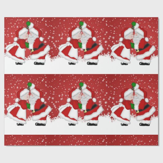 Mistletoe Santa Wrapping Paper Geschenkpapier (Flach)