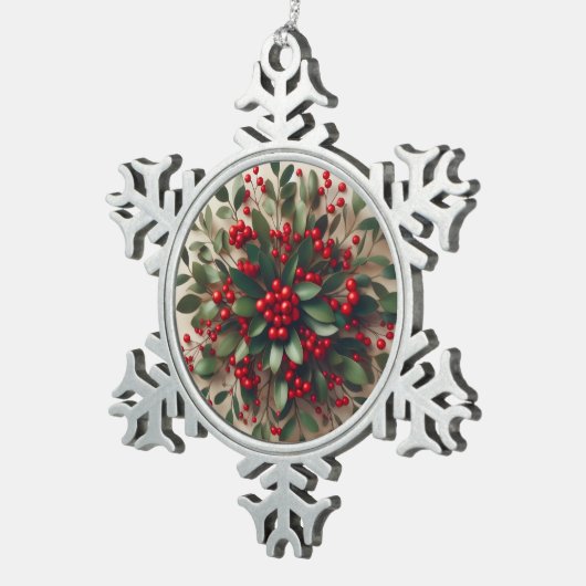 Mistletoe  schneeflocken Zinn-Ornament (Rechts)