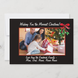 Mistletoe/Schwarzer Rahmen/Foto Weihnachtskarte Feiertagskarte