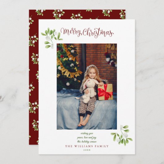 Mistletoe Script Frohe Weihnachten Foto (Vorne/Hinten)