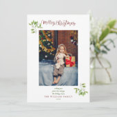 Mistletoe Script Frohe Weihnachten Foto (Stehend Vorderseite)