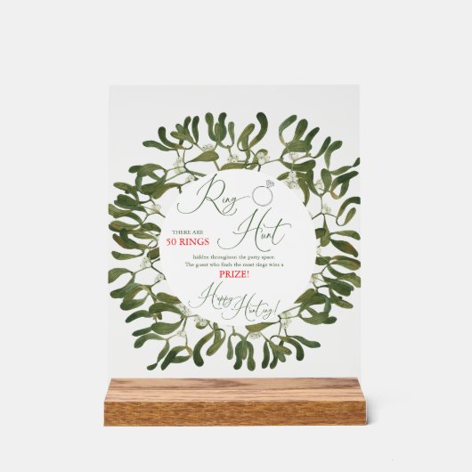Mistletoe Script Ring Hunt Brautparty Game Acrylschild (Vorderseite)