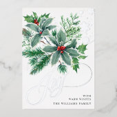 Mistletoe Sparkle Weihnachtsgrüße Silber Folien Feiertagskarte (Vorderseite)