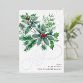 Mistletoe Sparkle Weihnachtsgrüße Silber Folien Feiertagskarte (Stehend vorne)