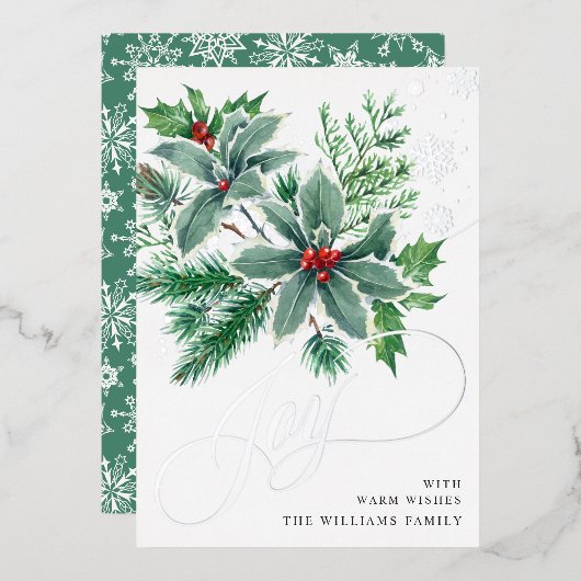 Mistletoe Sparkle Weihnachtsgrüße Silber Folien Feiertagskarte (Vorderseite/Rückseite)