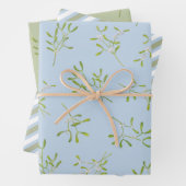 Mistletoe Stripes Blue Green Geschenkpapier Set (Beispiel)