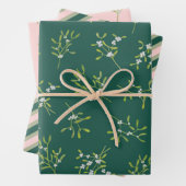 Mistletoe Stripes grüne Rose Geschenkpapier Set (Beispiel)