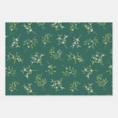 Mistletoe Stripes grüne Rose Geschenkpapier Set (Vorderseite)