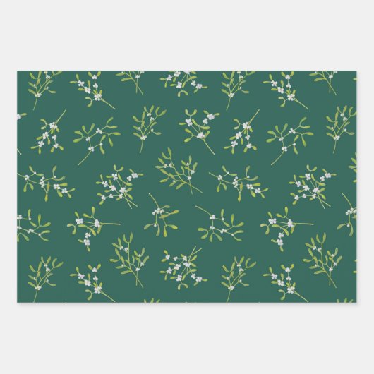Mistletoe Stripes grüne Rose Geschenkpapier Set (Vorderseite)