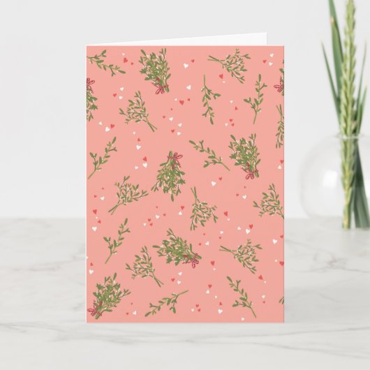 Mistletoe Sweet Pink Happy Holidays Botanische Lie Karte (Vorderseite)