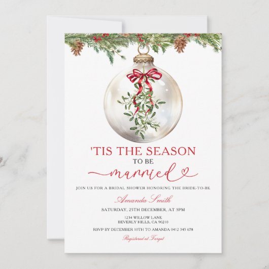 Mistletoe The Season to Be Married Bridal Shower I Einladung (Vorderseite)