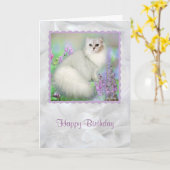 Mistletoe the Silver Persian Cat Birthday Card Karte (Gelbe Blume)