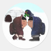 Mistletoe Time - Mistletoe Kiss Runder Aufkleber (Vorderseite)