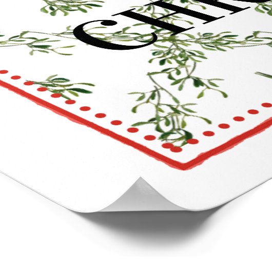 Mistletoe Trellis Red Bow Art Poster (Ecke)
