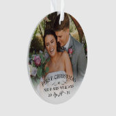 Mistletoe Twig Erster Weihnachtsmann & Foto Ornament (Vorderseite)