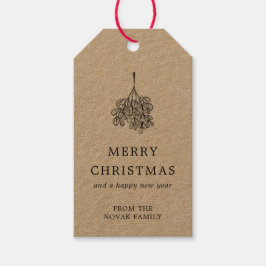 Mistletoe Twig Kraft Papier Frohe Weihnachten Geschenkanhänger