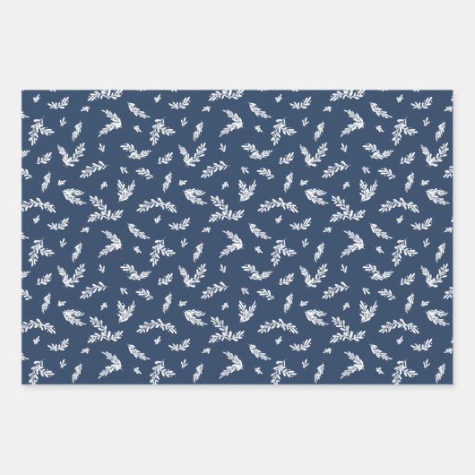 Mistletoe Twigs & Stripes Weihnachtsmuster Geschenkpapier Set (Vorderseite 3)