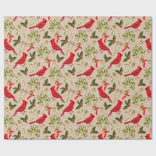 Mistletoe und Kardinal Geschenkpapier (Flach)