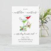 Mistletoe und Martinis Holiday Cocktail Party Einladung (Stehend Vorderseite)