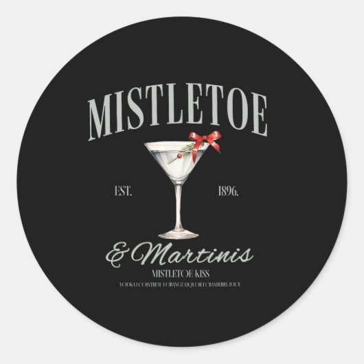 Mistletoe und Martinis Schwanz Weihnachten Espress Runder Aufkleber (Vorderseite)
