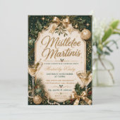 Mistletoe und Martinis Weihnachtsfeier Einladung (Stehend Vorderseite)