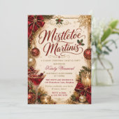 Mistletoe und Martinis Weihnachtsfeier Einladung (Stehend Vorderseite)