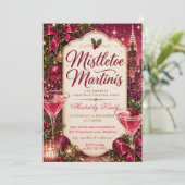 Mistletoe und Martinis Weihnachtsfeier Einladung (Stehend Vorderseite)