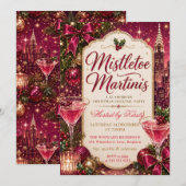 Mistletoe und Martinis Weihnachtsfeier Einladung (Vorne/Hinten)