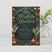 Mistletoe und Martinis Weihnachtsfeier Einladung (Stehend Vorderseite)