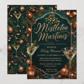 Mistletoe und Martinis Weihnachtsfeier Einladung (Vorne/Hinten)