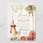 Mistletoe und Mimosas Champagne Bow Brautparty Einladung (Vorderseite)