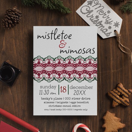 Mistletoe und Mimosas Holiday Party Einladung