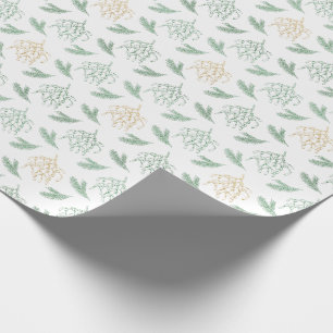 Mistletoe und Pine Green and Gold Color Christmas Geschenkpapier
