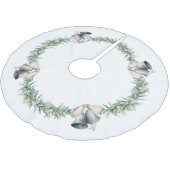 Mistletoe und Silberbälle weiß Polyester Weihnachtsbaumdecke (Schrägansicht)