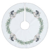 Mistletoe und Silberbälle weiß Polyester Weihnachtsbaumdecke (Vorderseite)