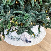 Mistletoe und Silberbälle weiß Polyester Weihnachtsbaumdecke