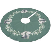 Mistletoe und Silver Balls Green Polyester Weihnachtsbaumdecke (Schrägansicht)