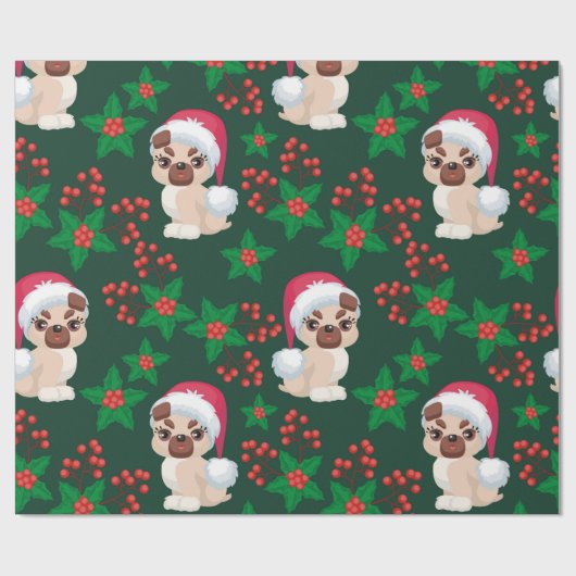 Mistletoe und Welpen Geschenkpapier (Flach)