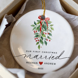 Mistletoe Verheiratete Weihnachten Keramik Ornament